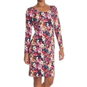 BETSY JOHNSON Long Sleeve Floral Dress